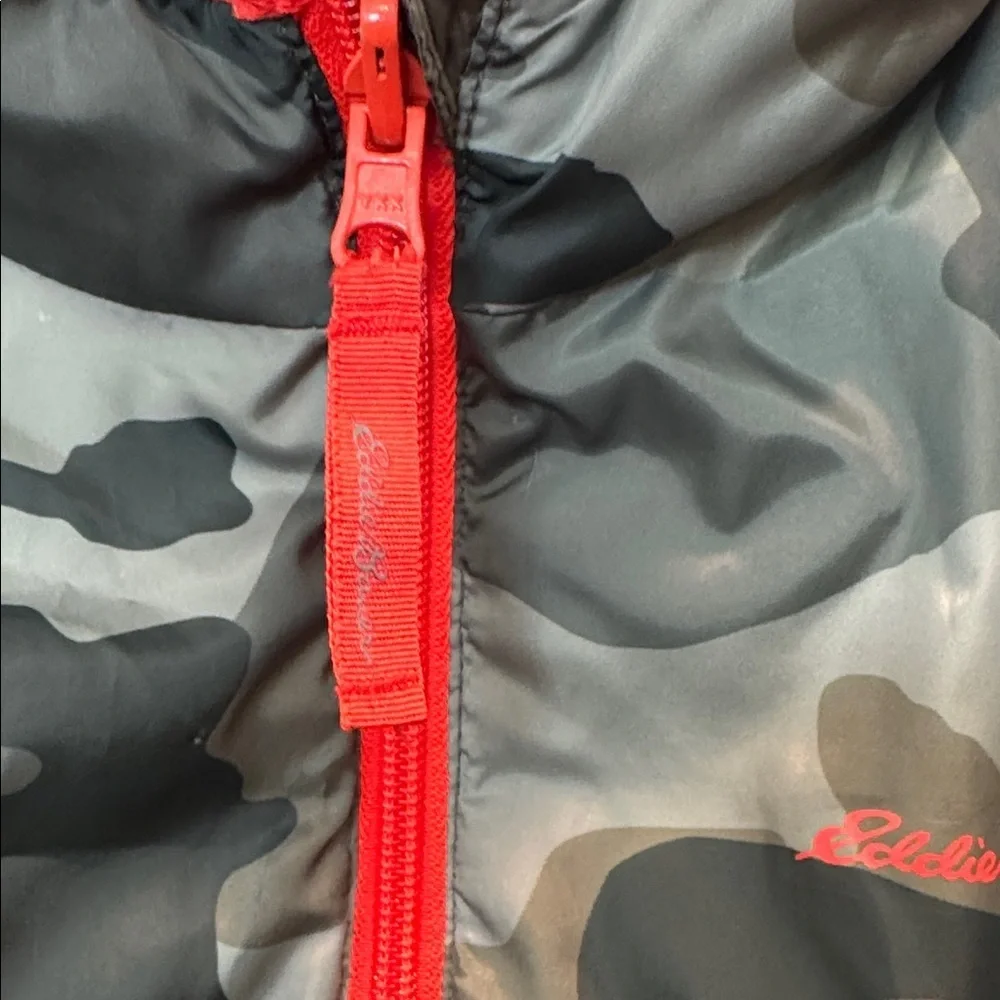 Eddie Bauer Kids reversible Camo Puffer Jacket with orange Trim